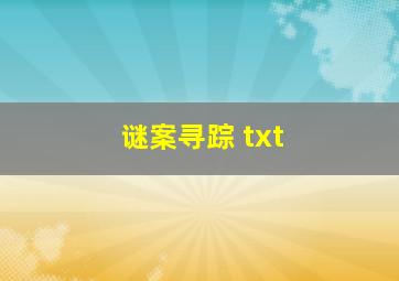 谜案寻踪 txt